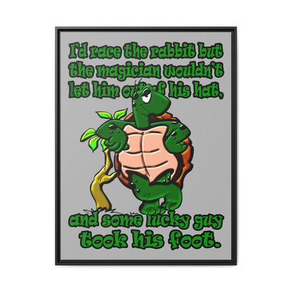 turtle race - framed canvas art (light grey)
