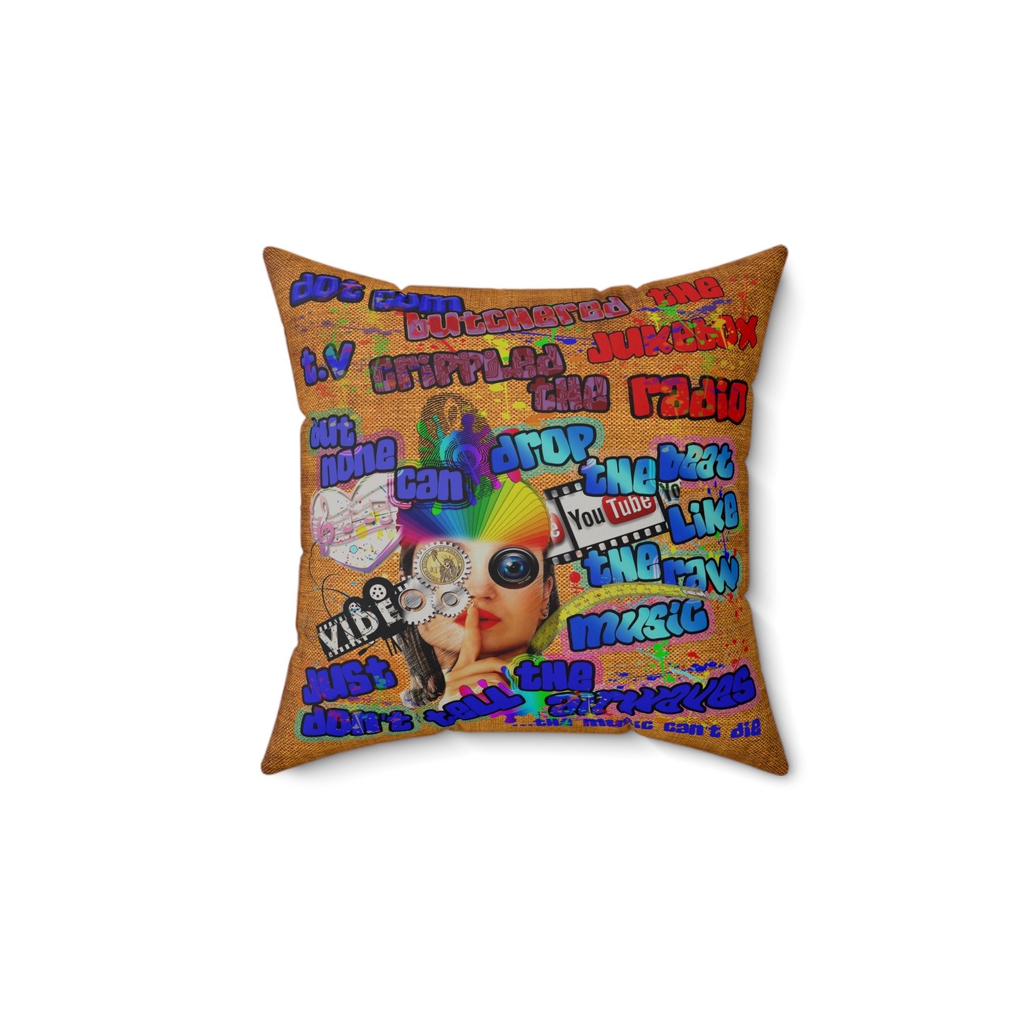 drop the beat - Faux Suede Square Pillow - (dichromatic brown papyrus)