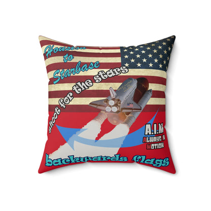 shoot for the stars - Faux Suede Square Pillow - (dark red)