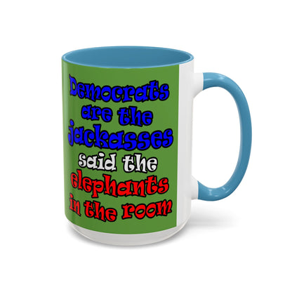 donkeys and elephants - Accent Mug (green)
