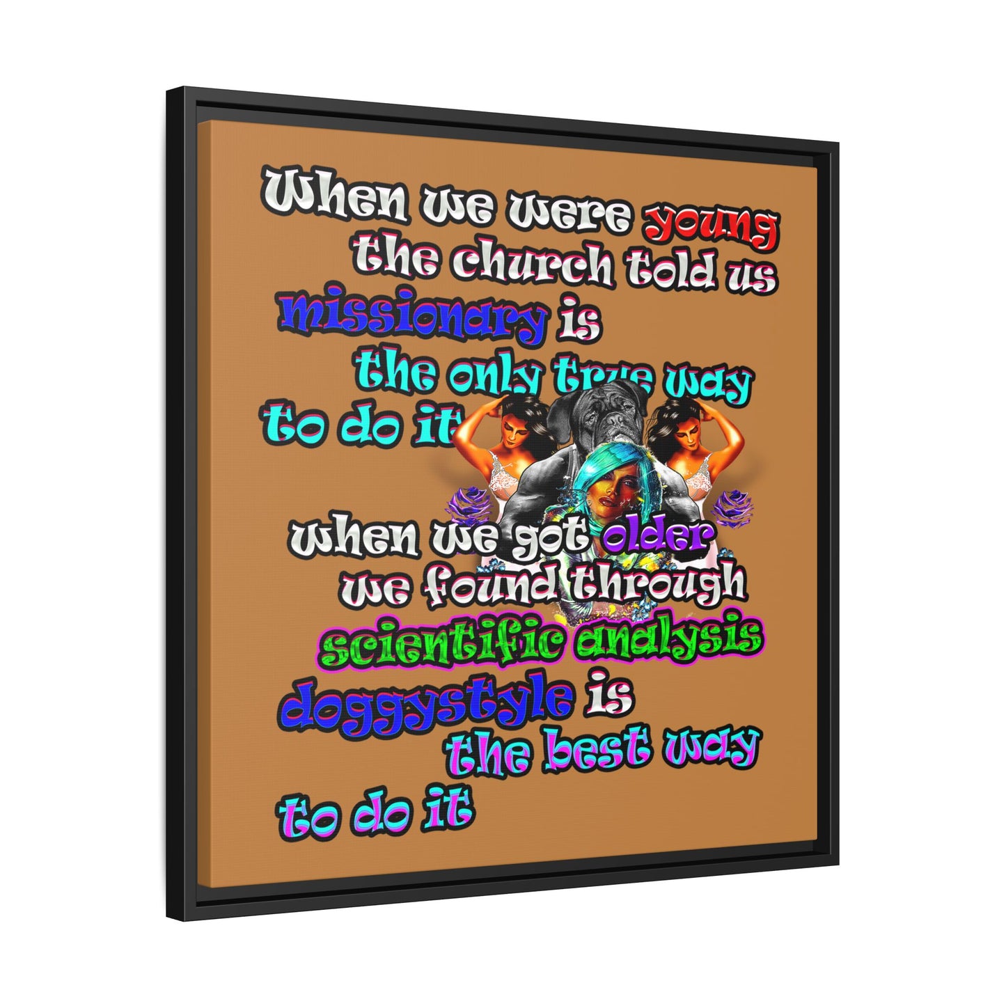 doggystyle - framed canvas art (light brown)