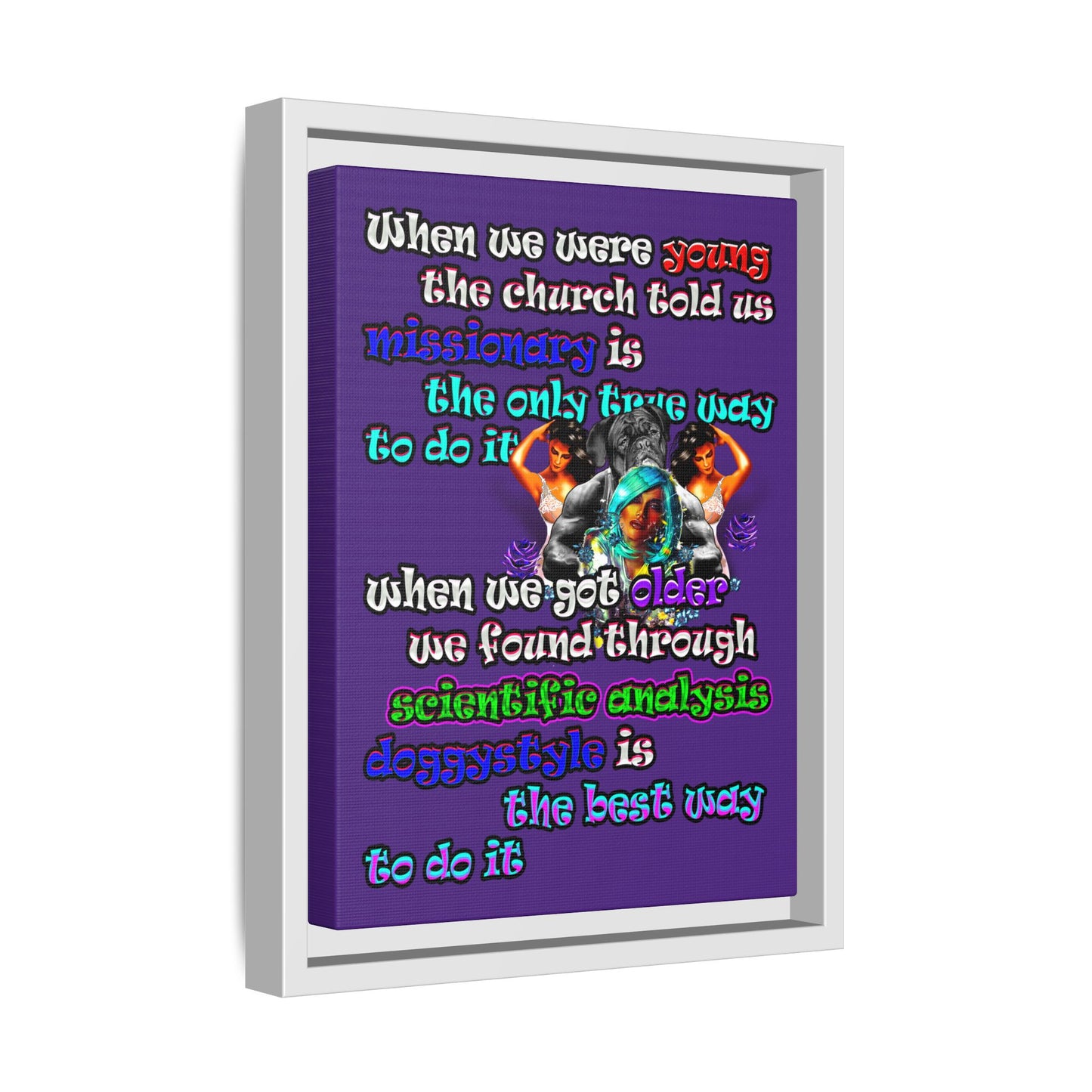 doggystyle - framed canvas art (purple)