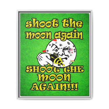 shoot the moon again - framed canvas art (green turf)
