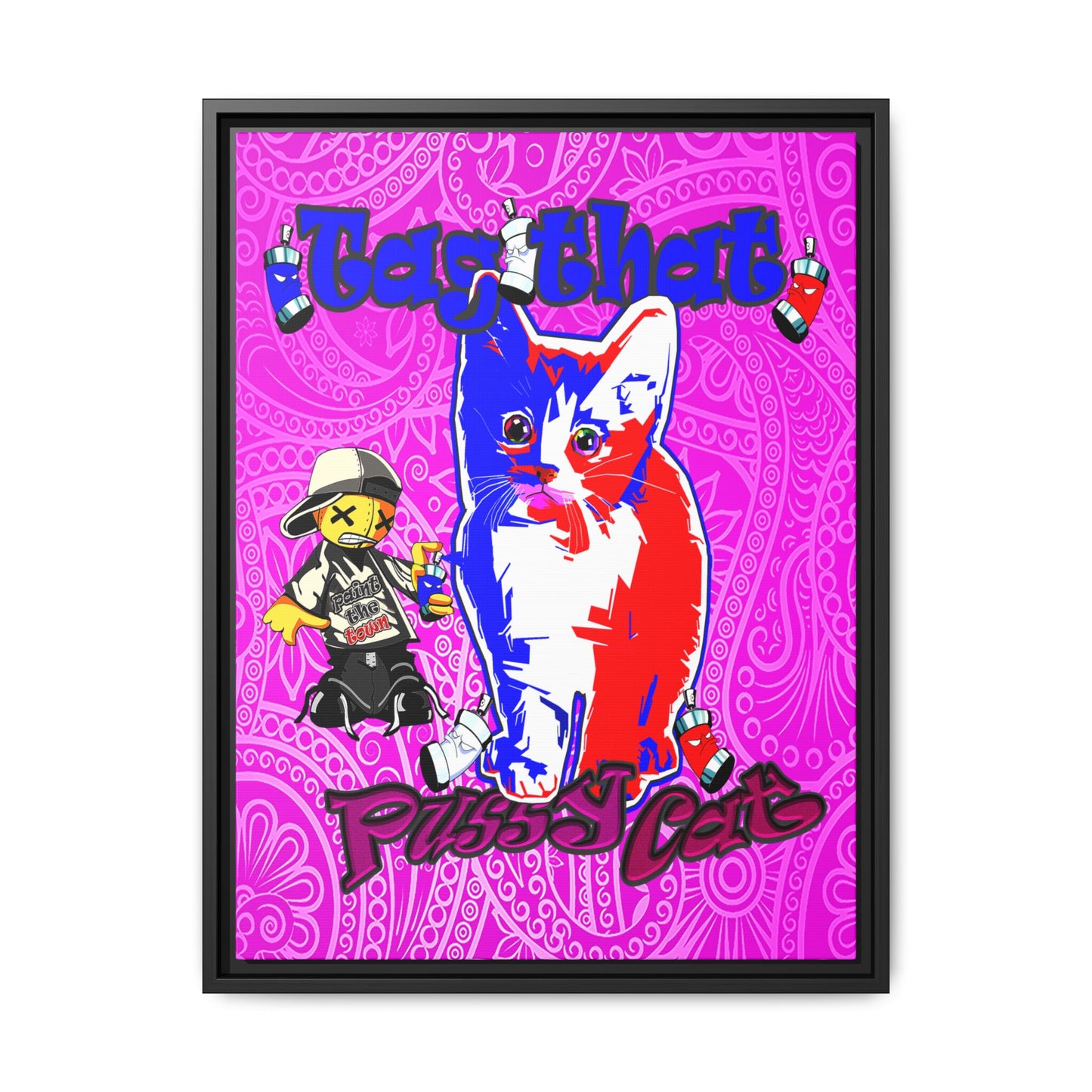 tag that - framed canvas art (pink swirl)