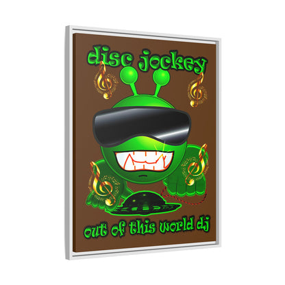 disc jockey - framed canvas art (brown)