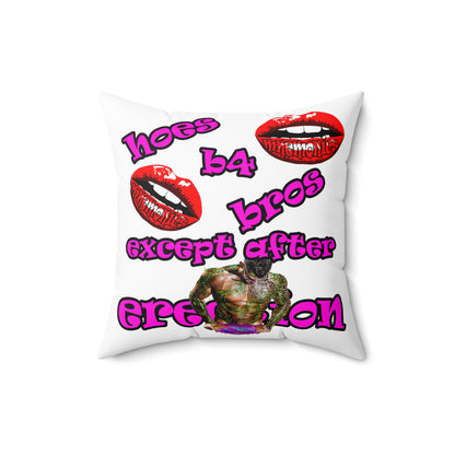 hoes b4 bros - Spun Polyester Square Pillow - (white)