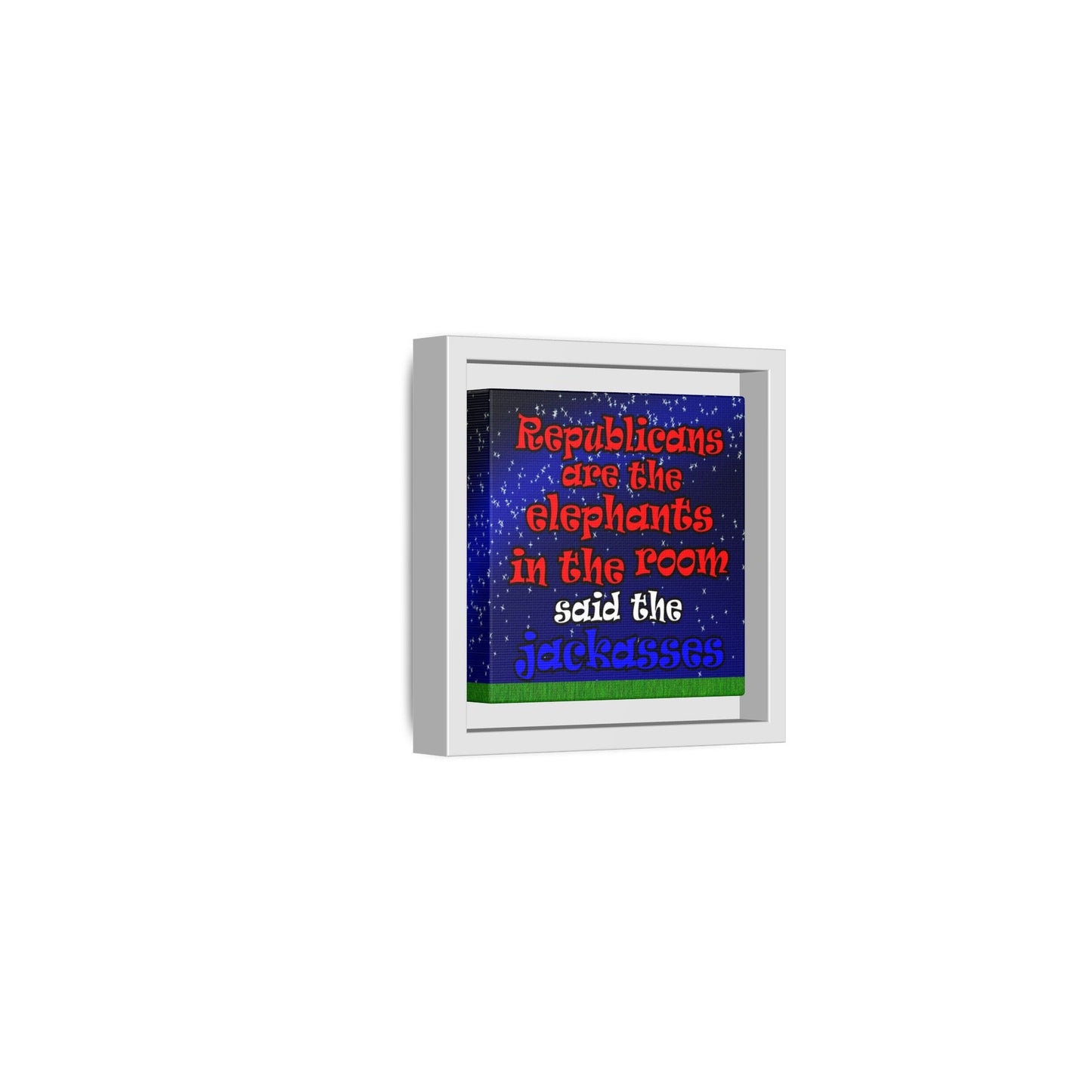 donkeys and elephants - framed canvas art ('snoops' background)