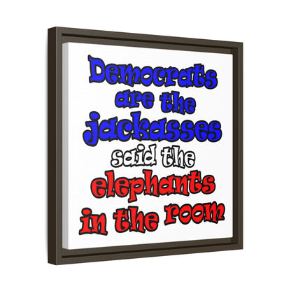 donkeys and elephants - framed canvas art (white)