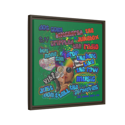 drop the beat - framed canvas art (dark green)