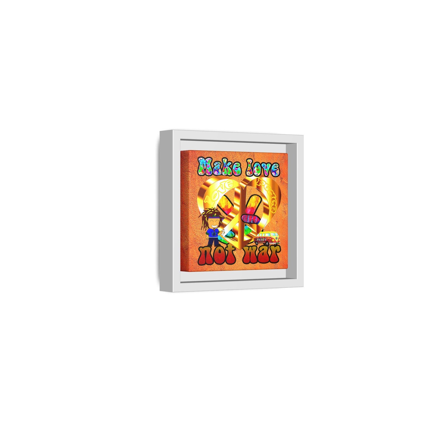 love peace - framed canvas art (burnt orange)