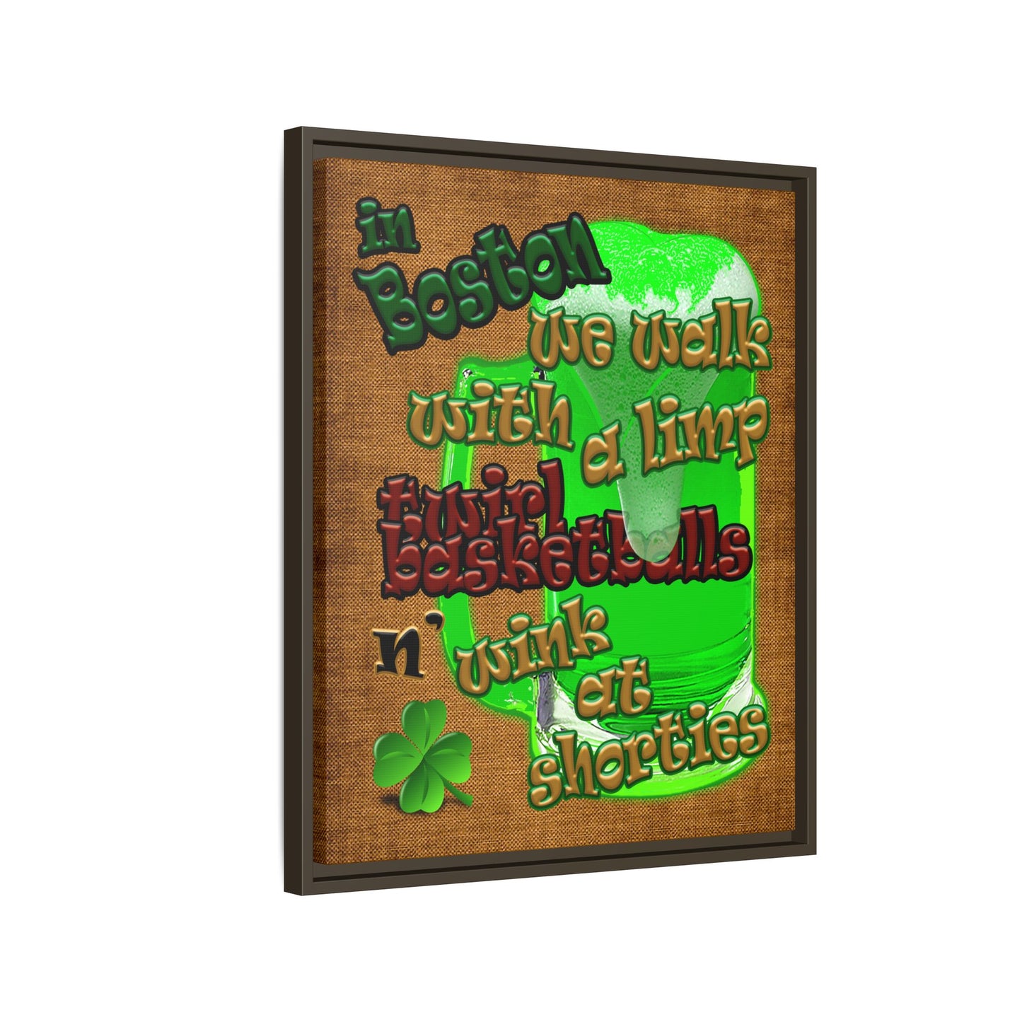 celtics logo - framed canvas art (brown papyrus)
