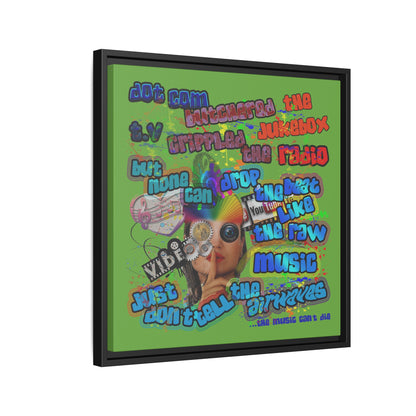 drop the beat - framed canvas art (green)
