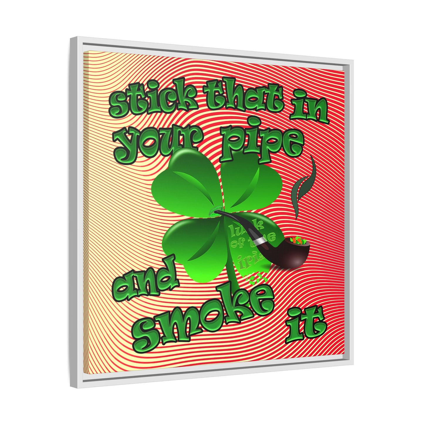 stick that in your pipe and smoke it - framed canvas art (yellow-orange wave)