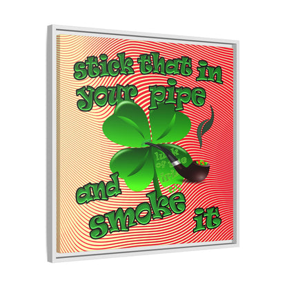 stick that in your pipe and smoke it - framed canvas art (yellow-orange wave)