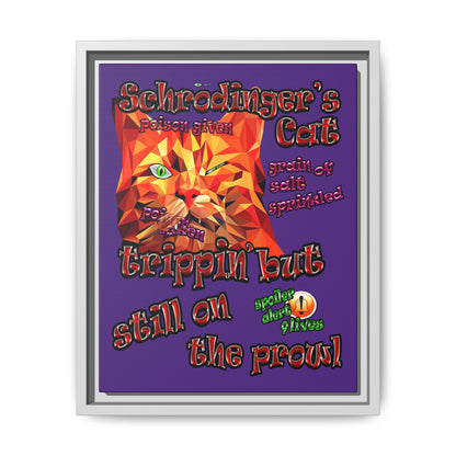schrodinger's cat - framed canvas art (purple)