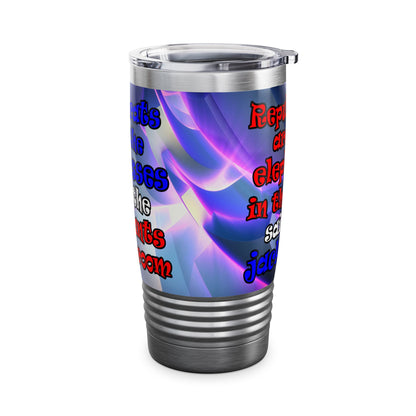 donkeys and elephants - Ringneck Tumbler, 20oz (grey-pink wave)