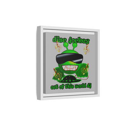 disc jockey - framed canvas art (light grey)