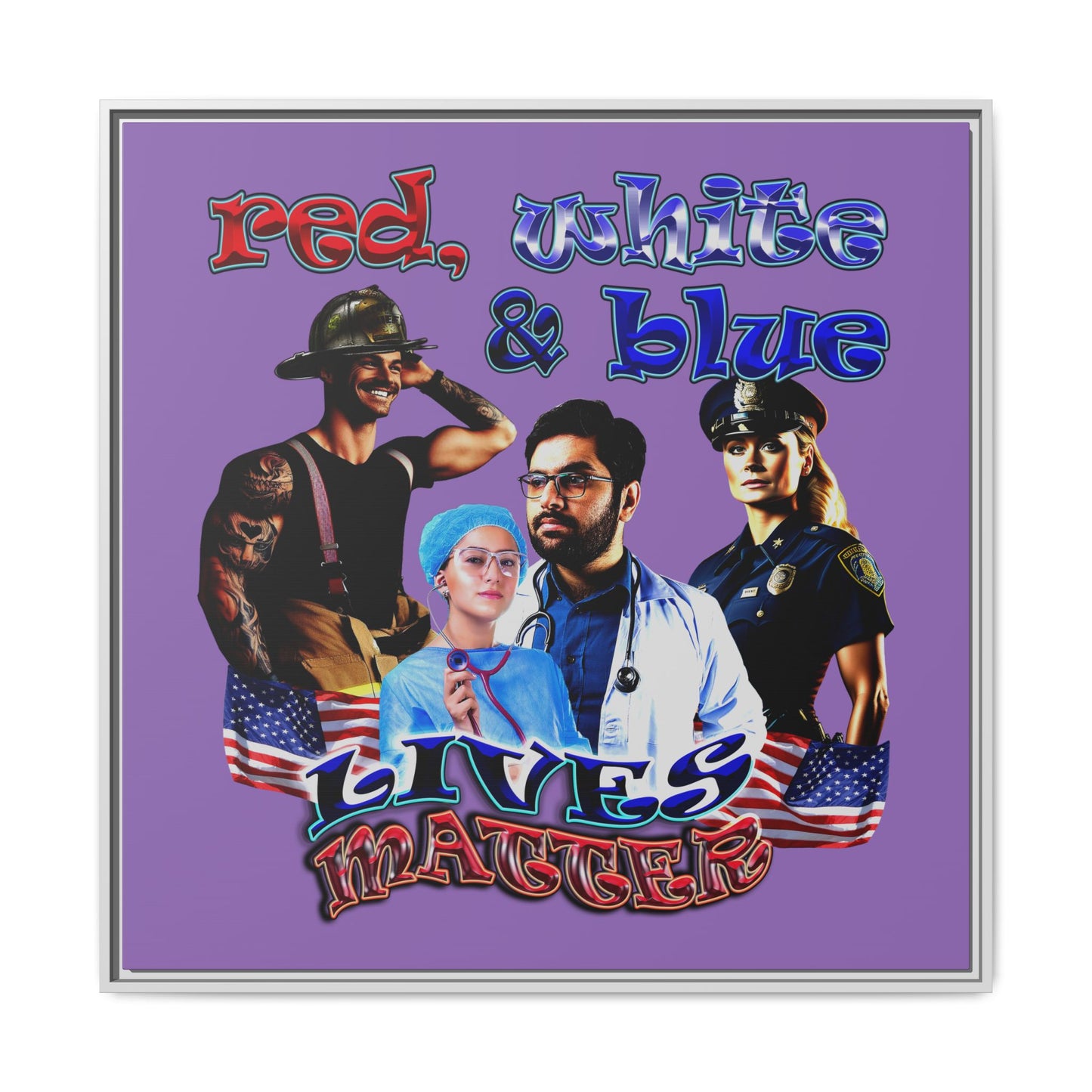 rw&b lives matter - framed canvas art (light purple)