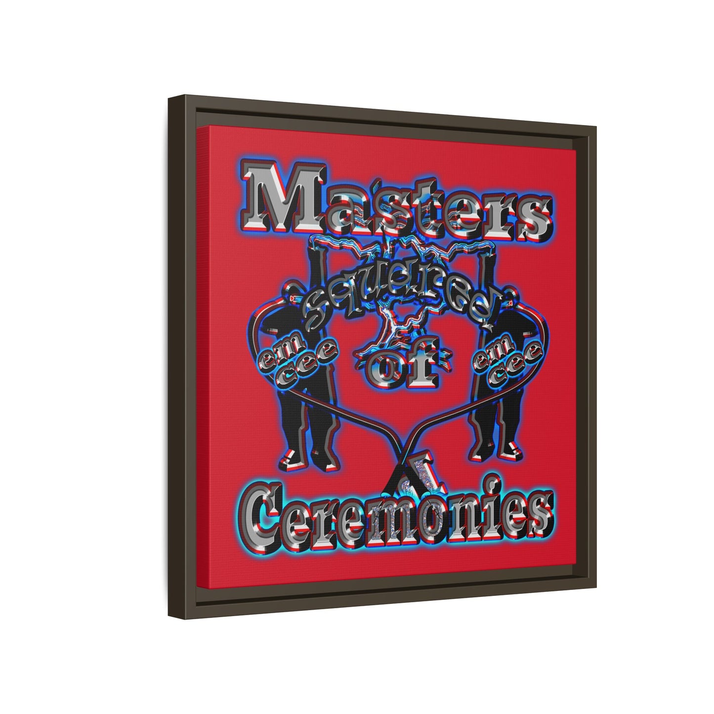 em cee squared - framed canvas art (dark red)