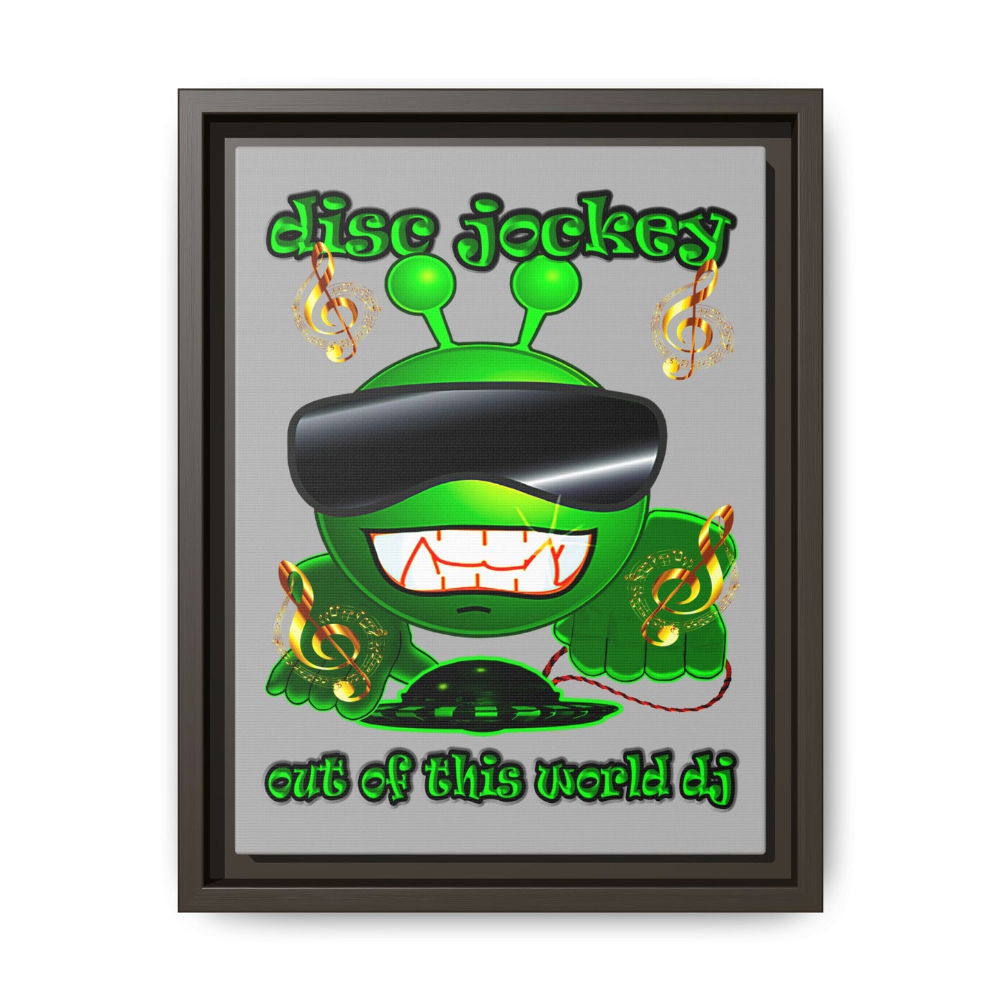disc jockey - framed canvas art (light grey)