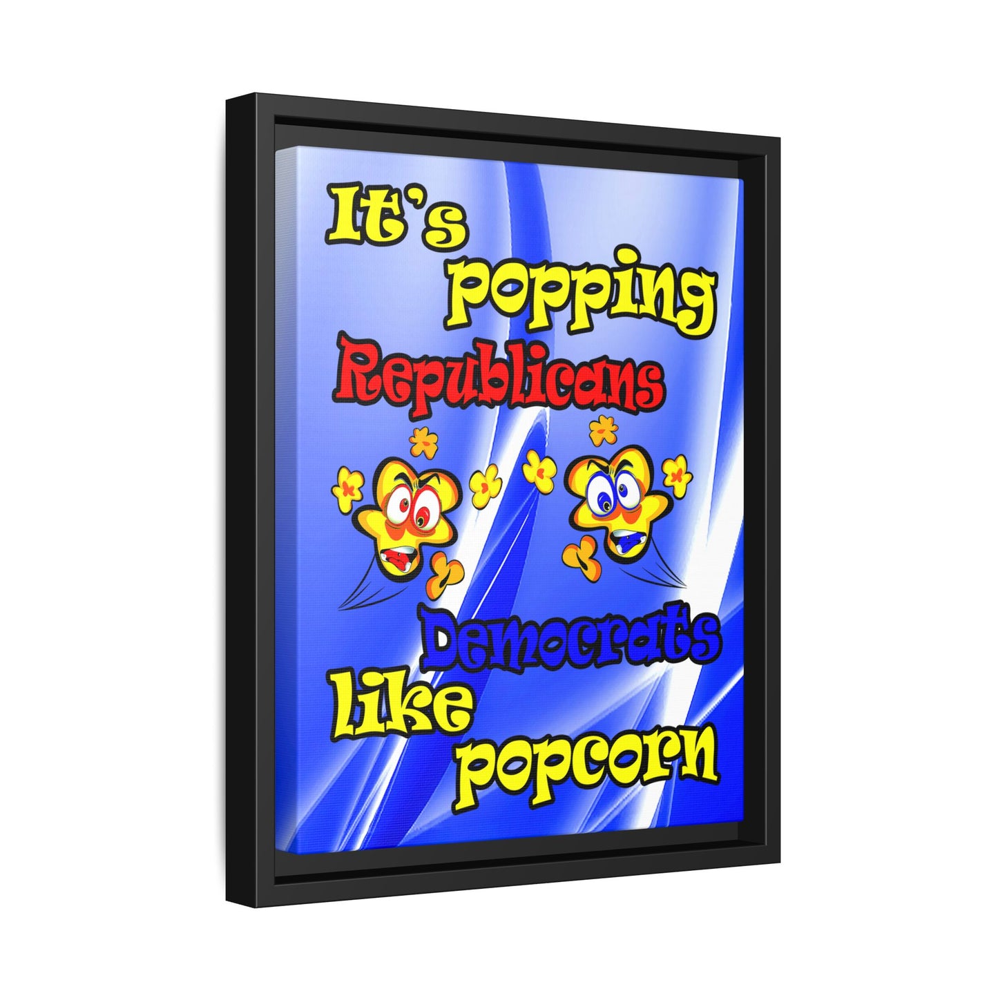 popping like popcorn - framed canvas art (blue-white wave)