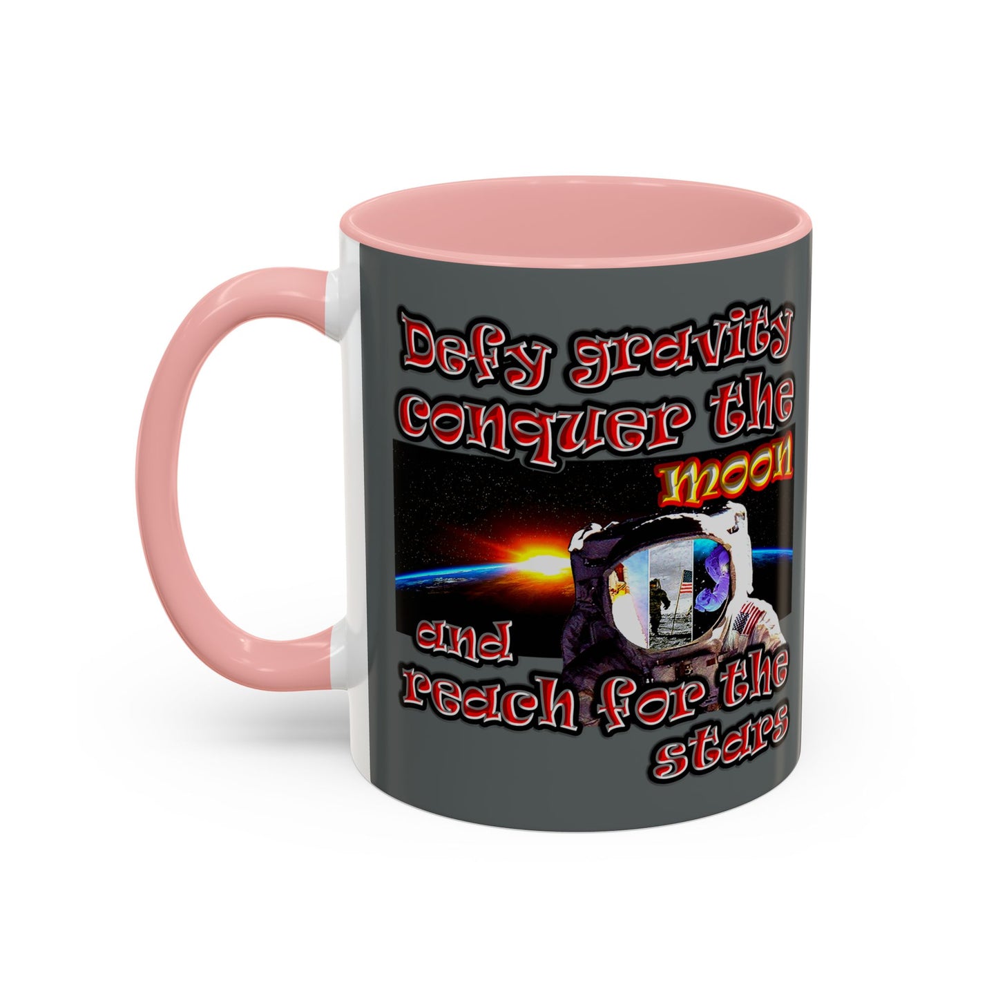 defy conquer reach - Accent Mug (dark grey)