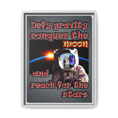 defy conquer reach - framed canvas art (grey-light grey)