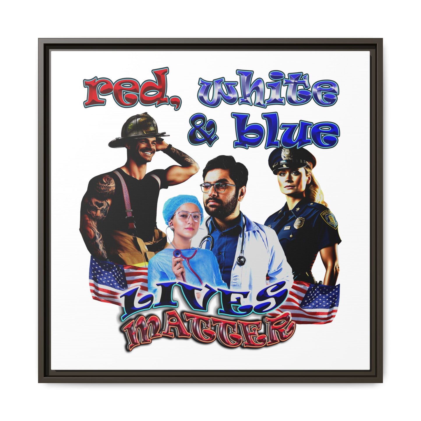 rw&b lives matter - framed canvas art (white)
