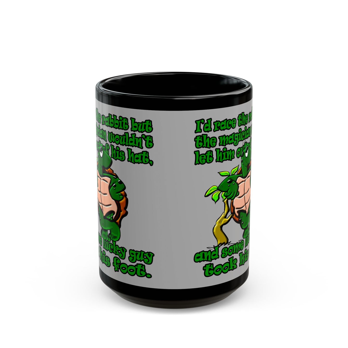 turtle race - Black Mug (light grey)