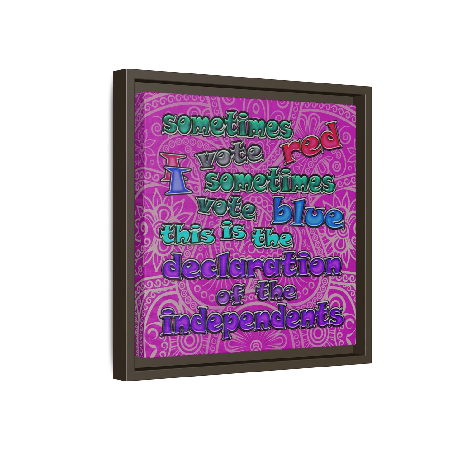 declaration of the independents - framed canvas art (pink swirl)