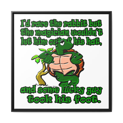 turtle race - framed canvas art (white)