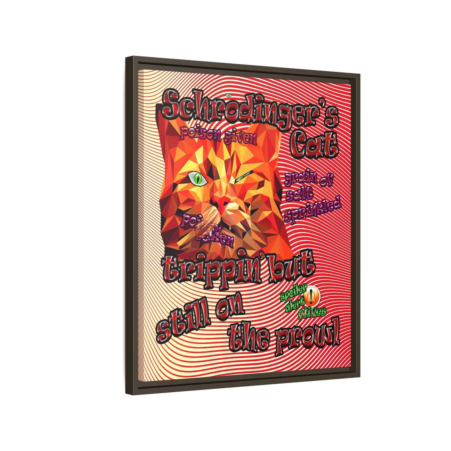 schrodinger's cat - framed canvas art (yellow-orange wave)