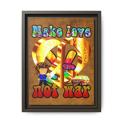 love peace - framed canvas art (brown papyrus)