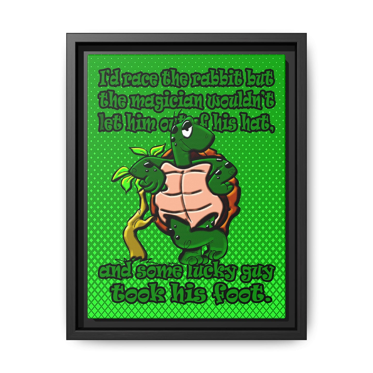 turtle race - framed canvas art (logo green)
