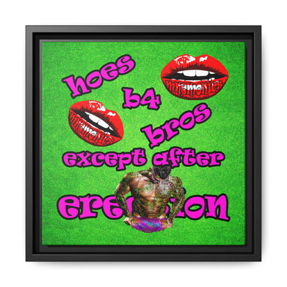 hoes b4 bros - framed canvas art (green turf)