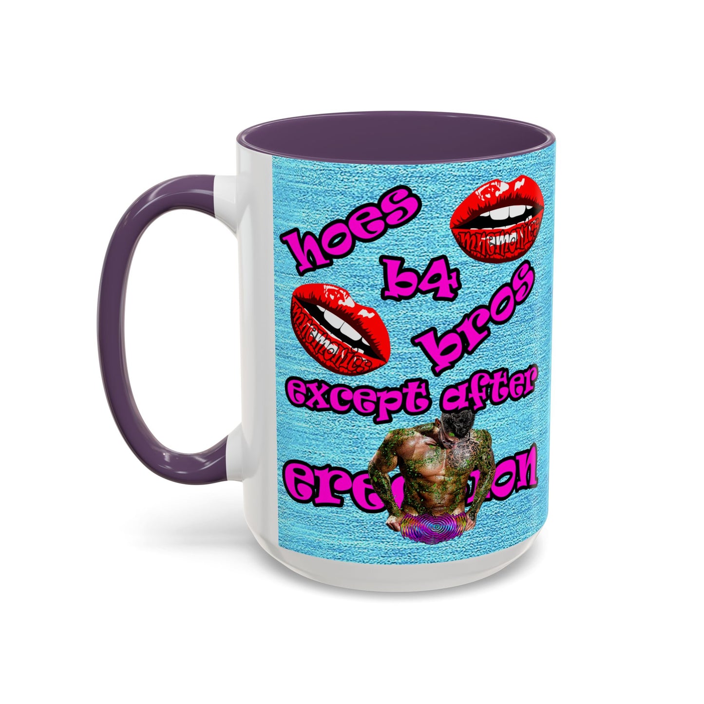 hoes b4 bros - Accent Mug (faded blue)