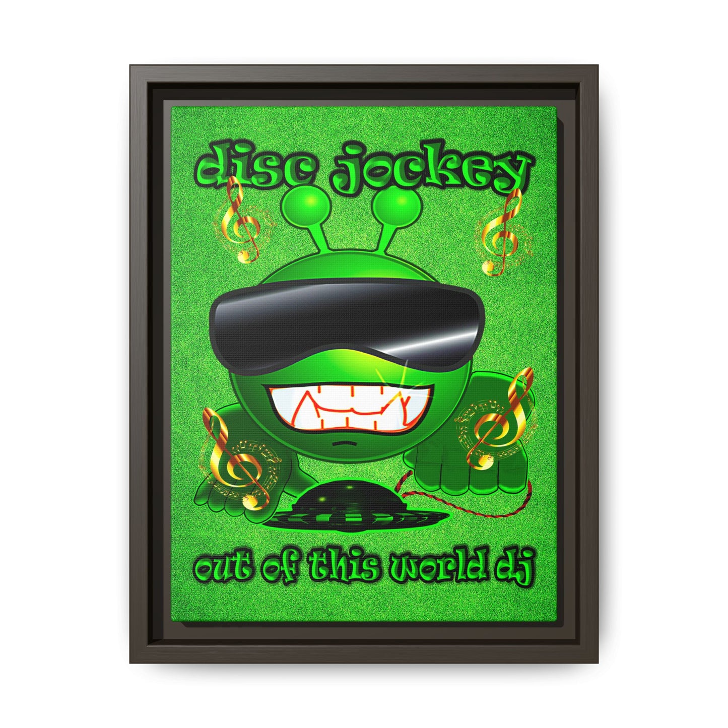 disc jockey - framed canvas art (green turf)