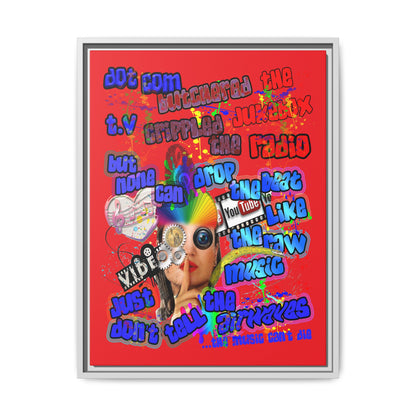 drop the beat - framed canvas art (red)