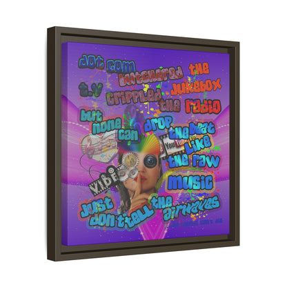 drop the beat - framed canvas art (purple-pink wave)