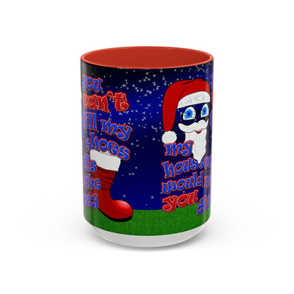 santa's shoes - Accent Mug ('snoops' background)