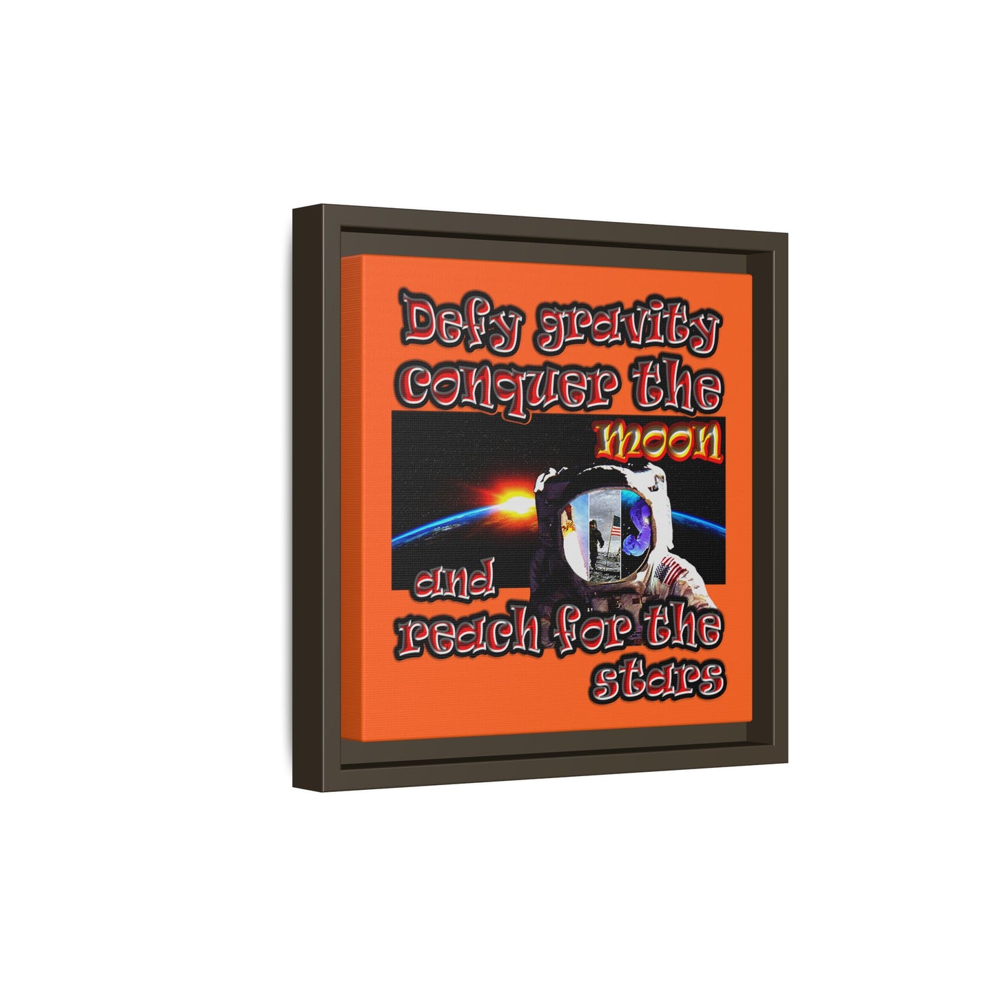 defy conquer reach - framed canvas art (orange)