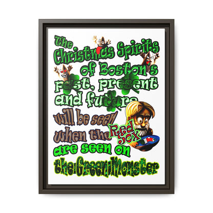 christmas spirits of boston - framed canvas art (white)