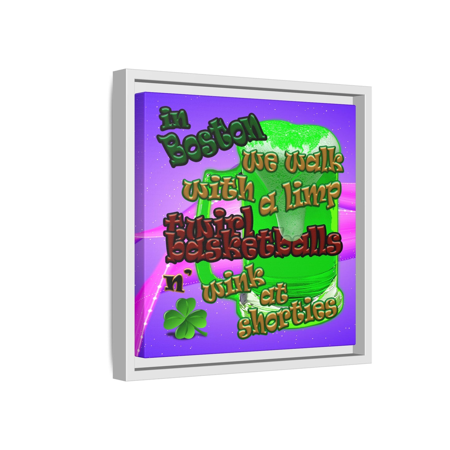 celtics logo - framed canvas art (purple-pink wave)