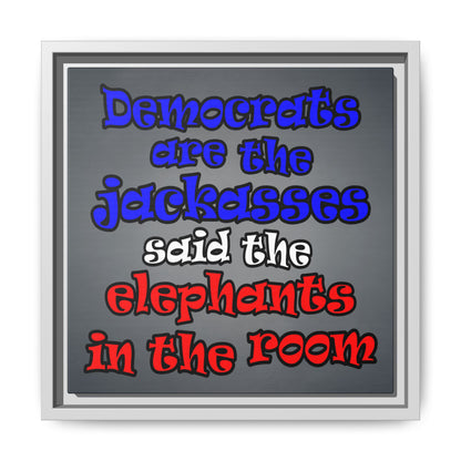 donkeys and elephants - framed canvas art (grey-light grey)
