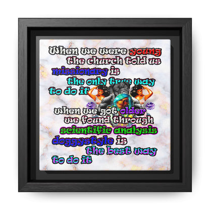 doggystyle - framed canvas art (white marble)
