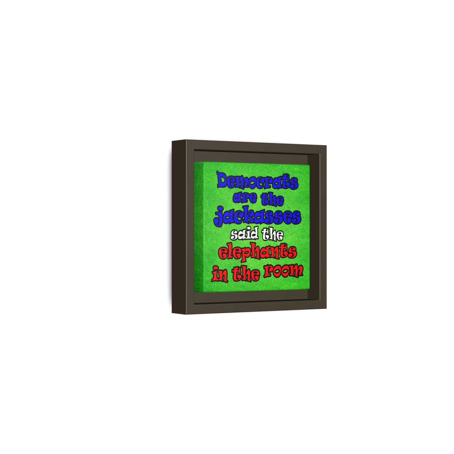 donkeys and elephants - framed canvas art (green turf)