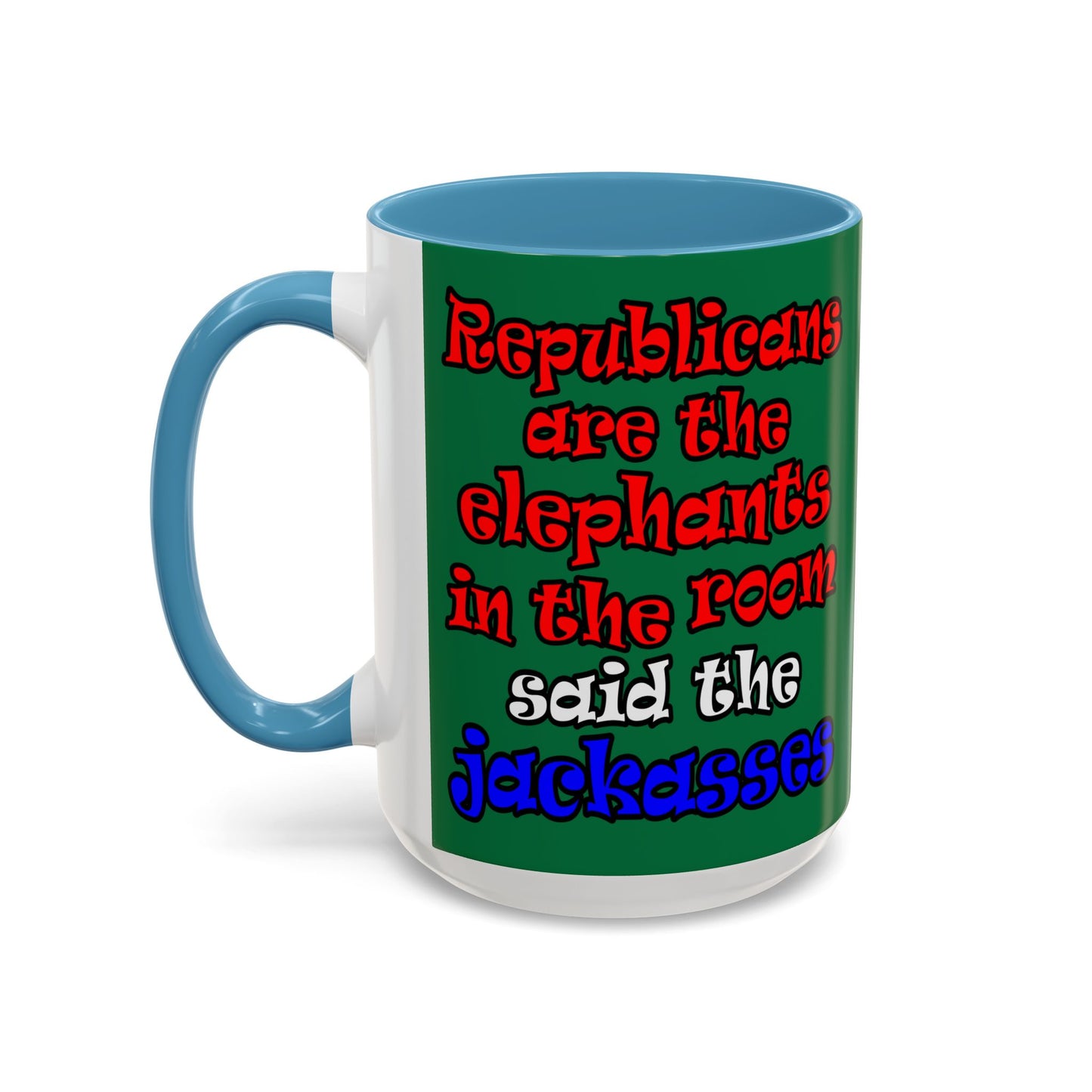 donkeys and elephants - Accent Mug (dark green)