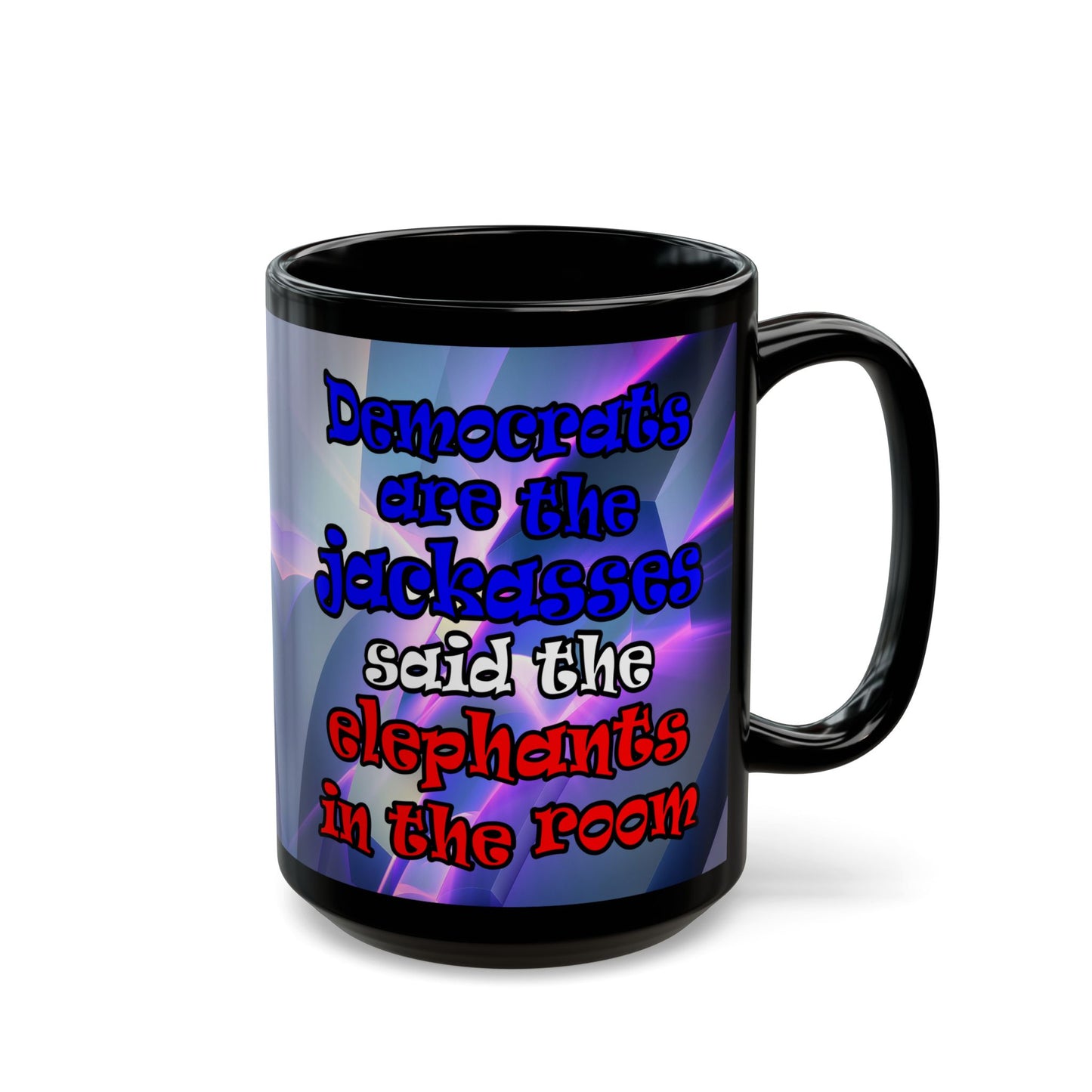 donkeys and elephants - Black Mug (grey-pink wave)