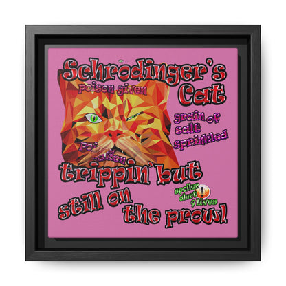 schrodinger's cat - framed canvas art (light pink)