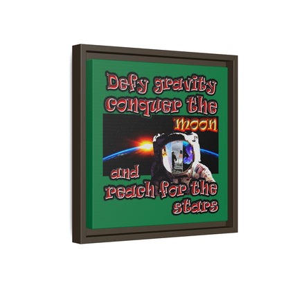 defy conquer reach - framed canvas art (dark green)